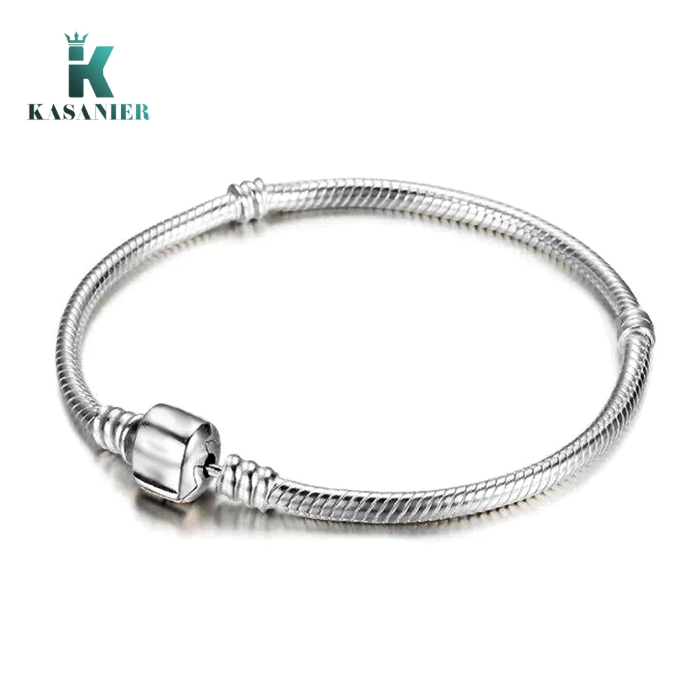 KASANIER 925 серебро Длинная цепочка змейка браслеты с брелоками для женщин Свадебные