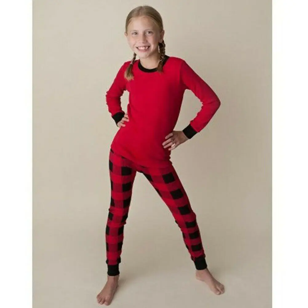 Новые удобные рождественские красные пижамы в клетку для всей семьи, комплект одежды для сна для мамы, папы, 2 предмета, Осенний хлопковый комплект одежды