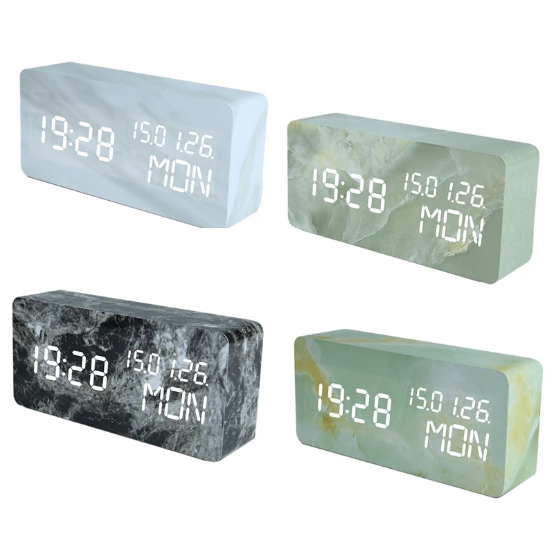 LED Digital Alarm Clock Battery USB Electronic Bedside Table Desk Retro Clocks with Snooze Date Perpetual Calendar | Дом и сад