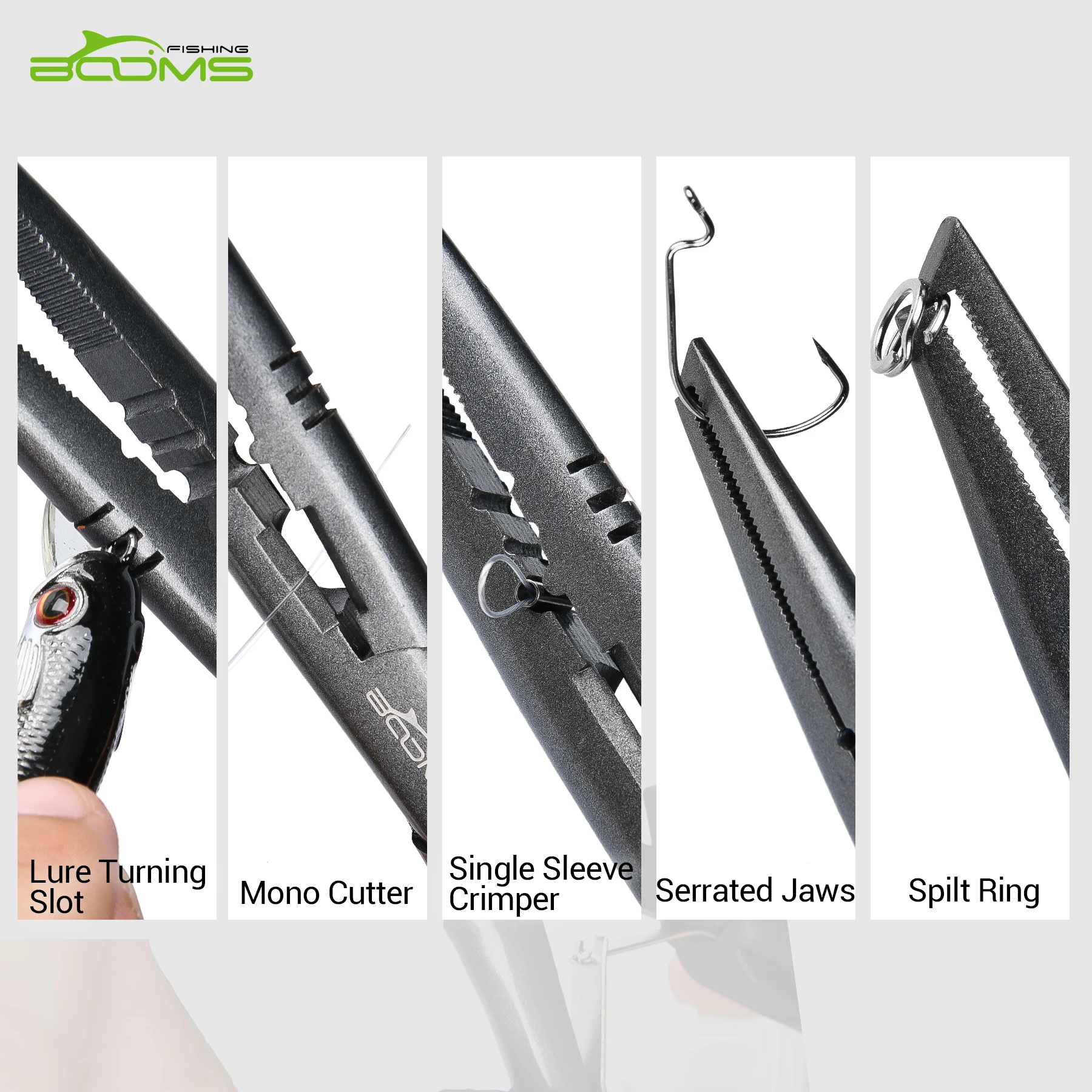 Booms Fishing F03 Pliers Fish Gripper Set Long Nose Hook Remover  High-Carbon Stee Line Cutter Scissors with Lanyard Fishing Tool