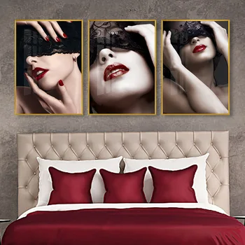 

3/set Sexy Lady Prints Wall Mounted Fashion Female Model Face Close-up Frame Pictures Wall Bedroom Decoration Cafe