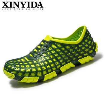 

2020 Men's Summer Water Beach Shoes Slip On Breathable Casual Jelly Garden Shoes Lightweight Men Clogs Hole Sandals Size 40-45