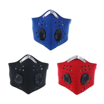 

Men/Women Activated Carbon Dust-proof Cycling Face Mask Double Valves PM2.5 Respirator Face Warmer With Magic Sticker