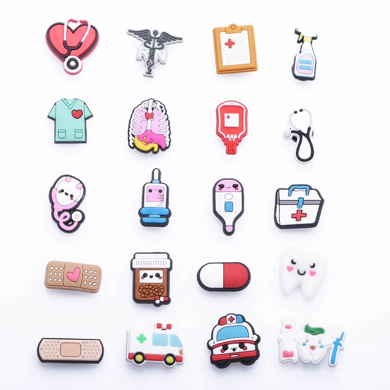 1 PCS PVC Medical Supplies Croc JIBZ charms Cute Stethoscope Syringe Shoe Buckle  Shoe Accesory Croc sandals shoes Decoration image_2