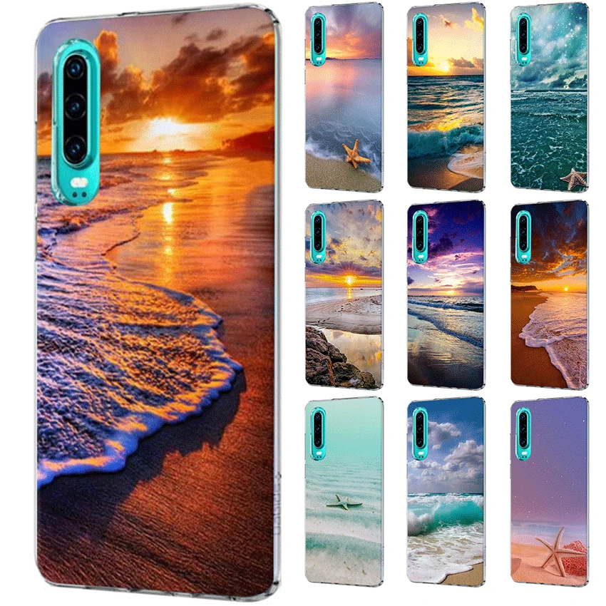 Женский чехол для Huawei P30 P20 P10 P9 P8 P Sart Z Lite Pro жесткий с морским небом пляжной морской