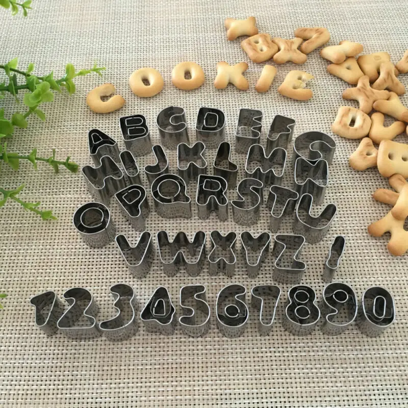 

37pcs Metal Alphabet Letter Number Mold Biscuit Cutter Sets Decorative Tools Baking Fruit Cake Fondant Icing Decor