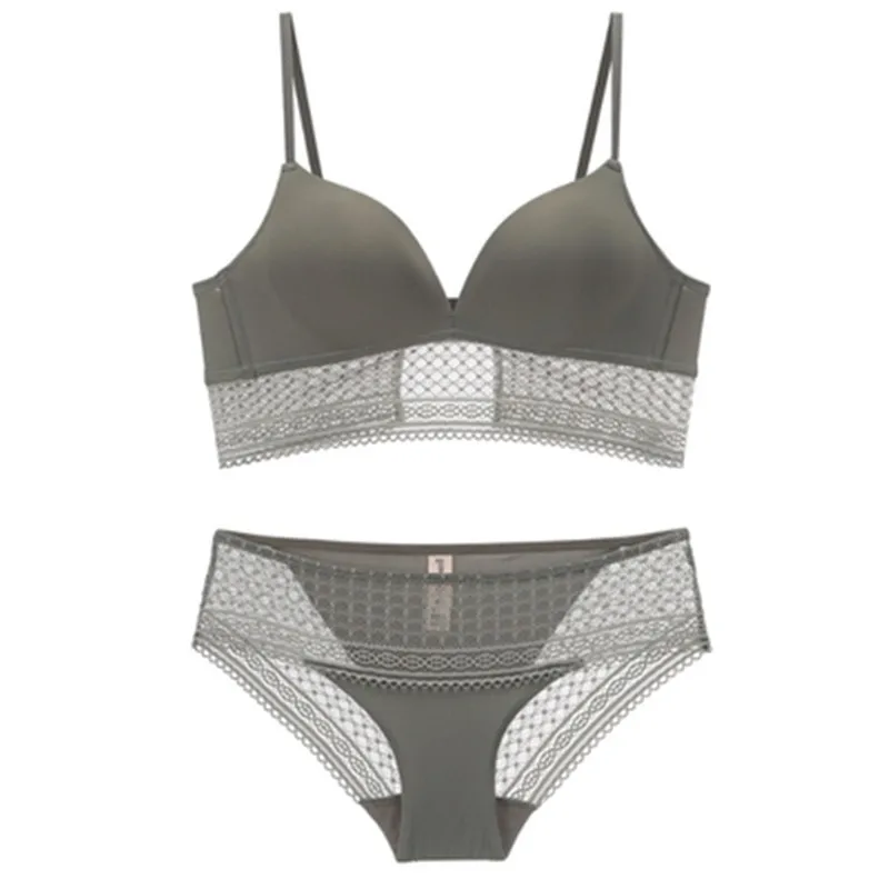 

Smooth steel-rimless deep V comfortable underwear, breathable thin cotton, simple and seamless bra suit Side-Closure