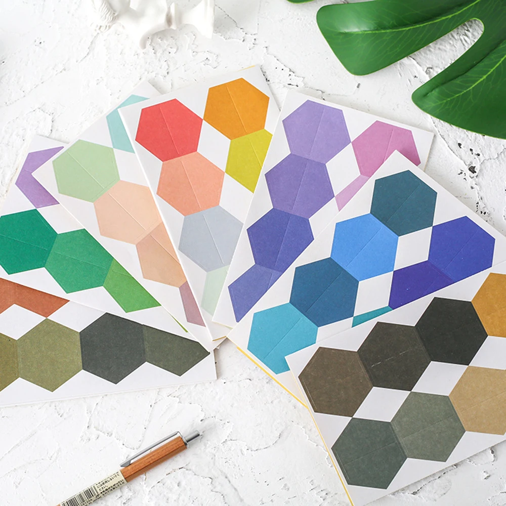 

48pc Kawaii Color Hexagon Memo Pad Sticky Notes Sticker Index Posted It Planner Label Notepads Office School Stationery Supplies