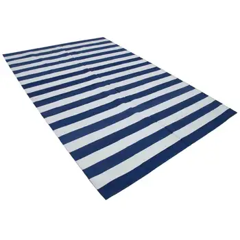 

183x273 Cm Blue Handmade Dhurrie Rug-6x9 Ft