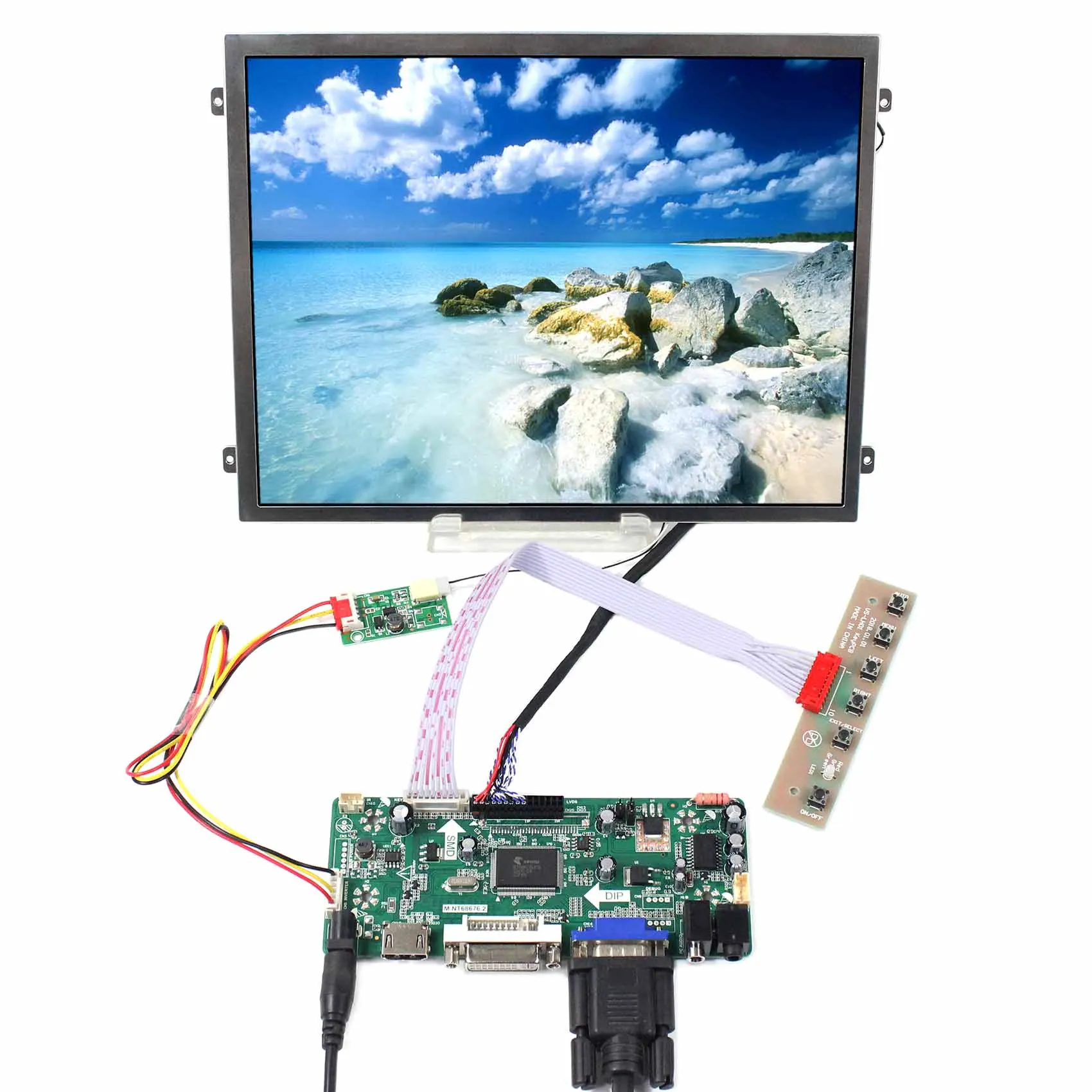 

VSDISPLAY 10.4 inch 1024x768 Brightness 500nits IPS LCD Screen and HD-MI VGA DVI LCD Controller Board M.NT68676 LVDS 30pins