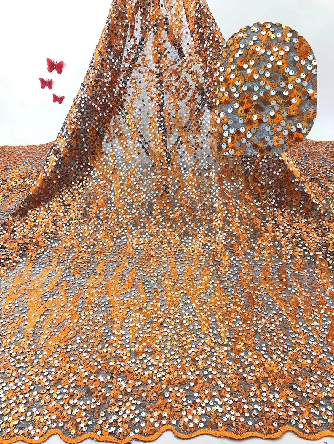 African Sequins Lace Fabric 2019 Embroidered Nigerian Net Laces Bridal High Quality French Tulle DPAU285 | Дом и сад