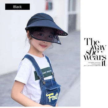 

In stock Fashion Protective Hat child Camping Outdoor Female PTU Transparent Black Full Face Protection Women Fisherman Hat