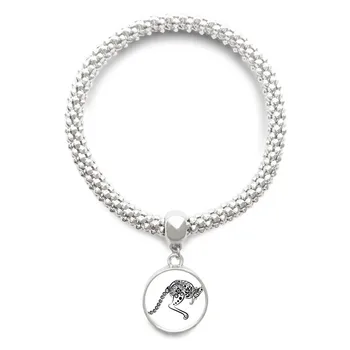 

Australia Flavor Kangaroo Skeleton Illustration Sliver Bracelet Round Pendant Jewelry Chain