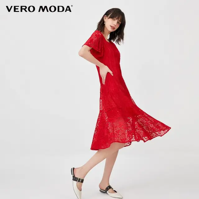 Vero Moda Women Vintage Square Neckline Lace Party Dress | -