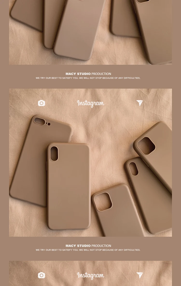 Retro brown Solid color Simple Korean Couple Phone Case Silicone Cover For coque iPhone 13 12 11 Pro Xs Max 7 8 Plus X XR case iphone 12 mini  case