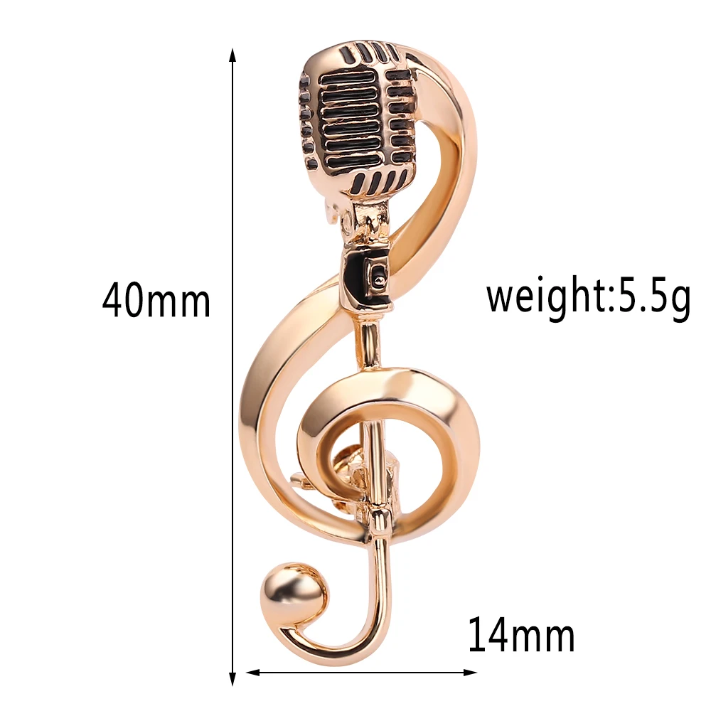Music Note Gold Microphone Shape Brooches For Women Men Singer Club Badge Clothes Accessories Rock Brooch Pins New Year Gifts