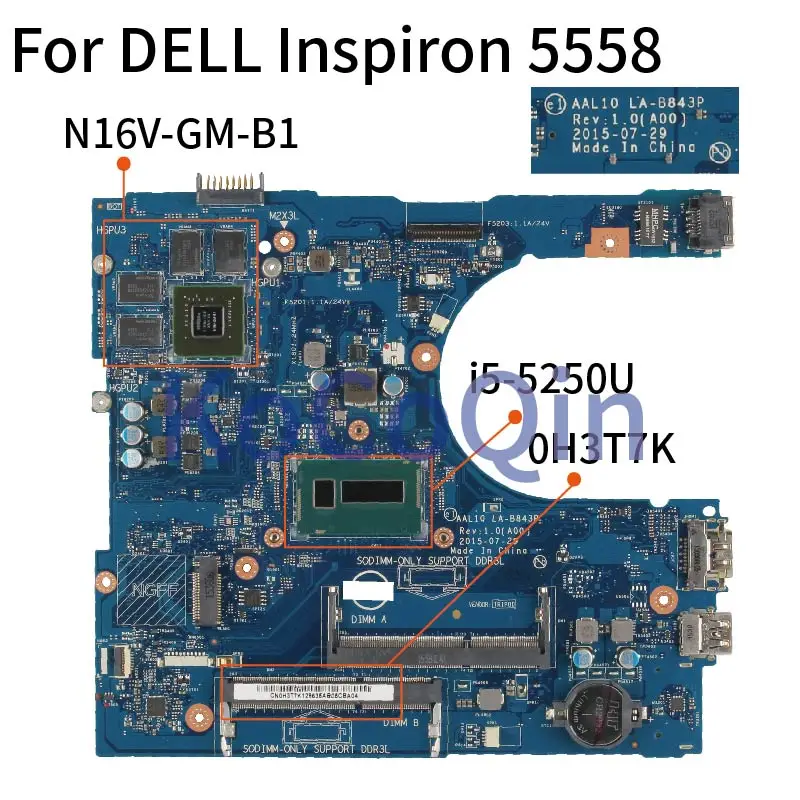 Для DELL Inspiron 5458 5558 5758 Материнская плата ноутбука CN-0H3T7K H3T7K AAL10 LA-B843P SR26C N16V-GM-B1 DDR3