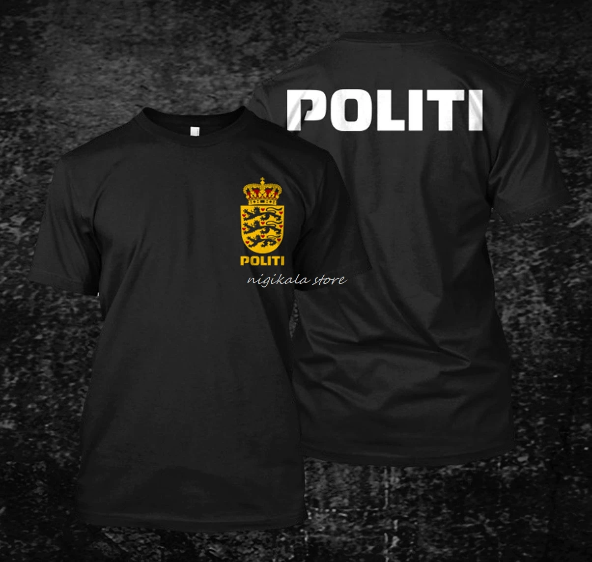 

Venta caliente hombres camiseta moda Dansk danes Dinamarca Politi policia-Custom T-Shirt negro camiseta del verano