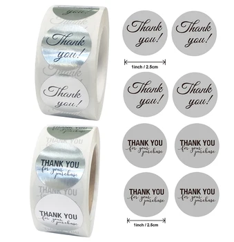 

500PCS 2.5CM Golden Silver Thank You Sticker Student Diary Scrapbooking Label DIY Decorative Stationery Sticker