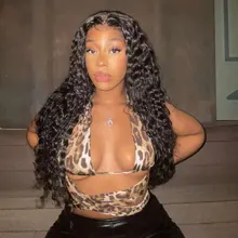 Rebecca Deep Wave-peluca Frontal de encaje 360, pelucas de cabello humano brasileño prearrancado, rizado profundo, 30 pulgadas