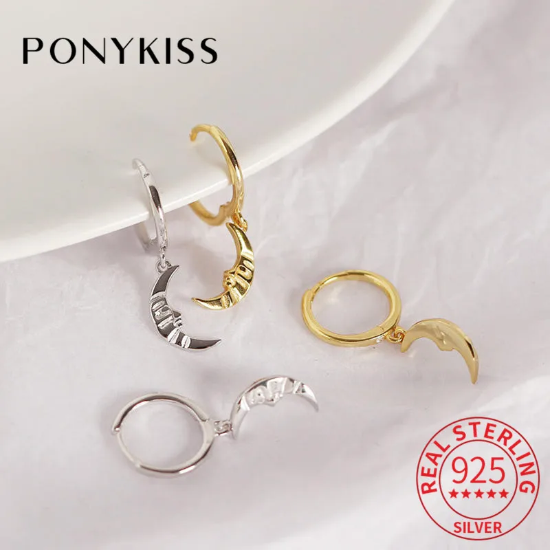 Серьги кольца PONYKISS женские из серебра 100% пробы с геометрическим рисунком
