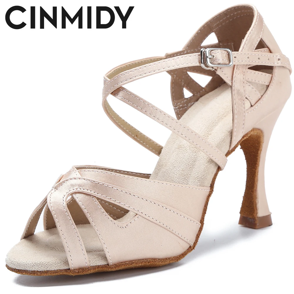 Women Satin Dance Shoes Tango Salsa Rumba