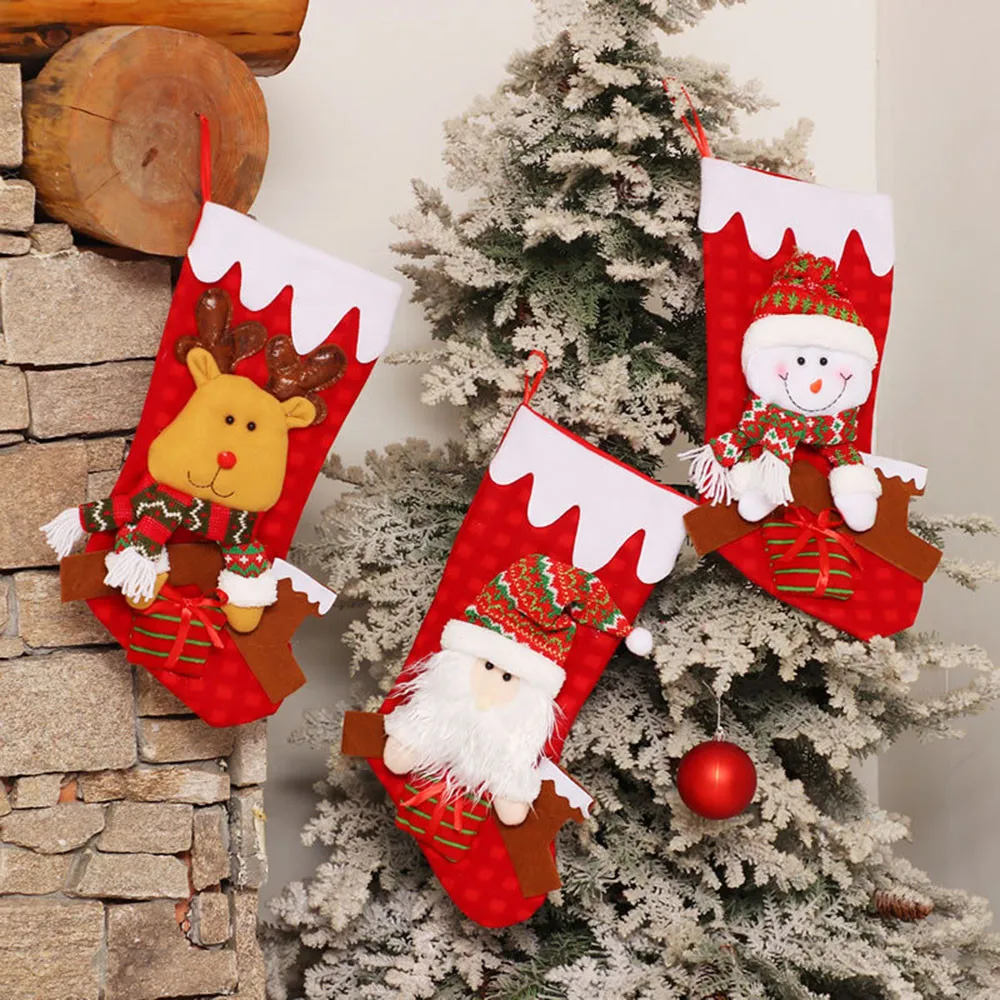 

Home Decor Christmas Stockings Plush Tree Hanging Santa Sacks Claus Candy Packing Christmas 2019 Decoracao Para casa Dropship #