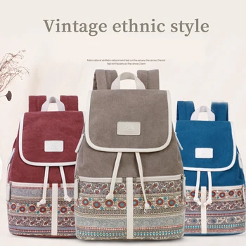 

Fashion Women Canvas Women Backpack Casual College Bookbag Female Retro Stylish Daily Travel Laptop Backpacks Bag
