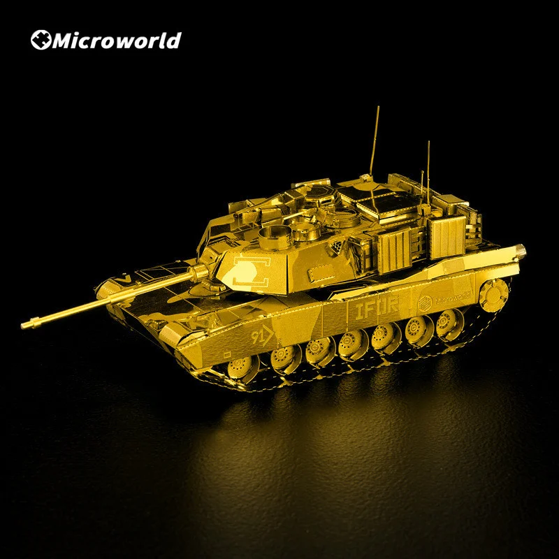 Microworld 3D Metal Puzzle Toys Classic Abrams Tank Model Jigsaw Gift Educational Toy DIY Desktop Christmas Gifts For Adult Teen 6