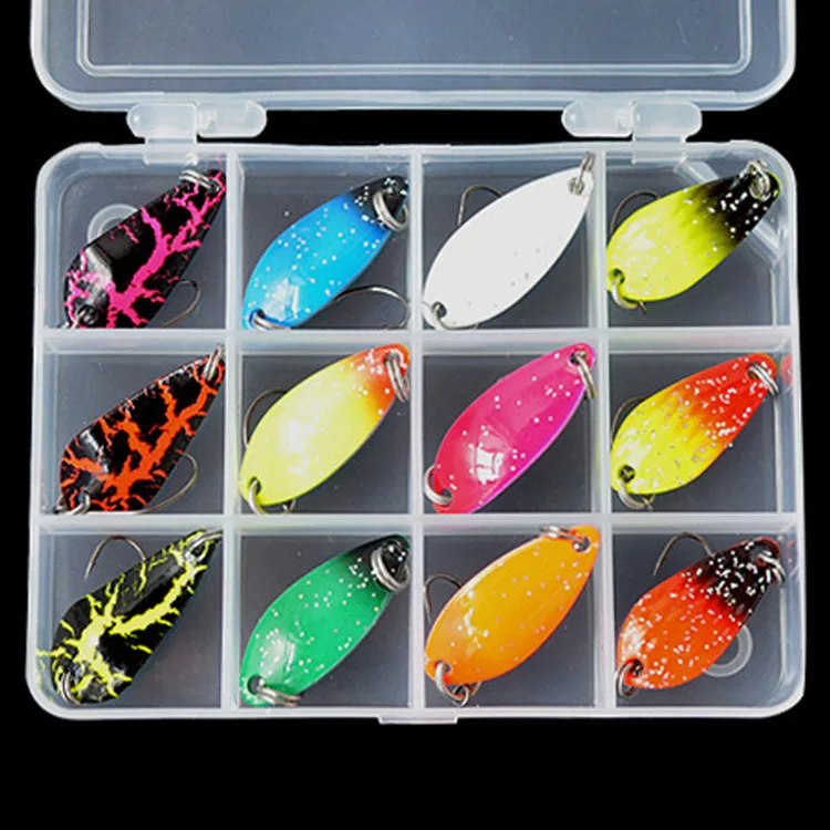 

12 lua bait box 3g each color spoon-shaped sequins lua bait hard bait fishing gear set accessories