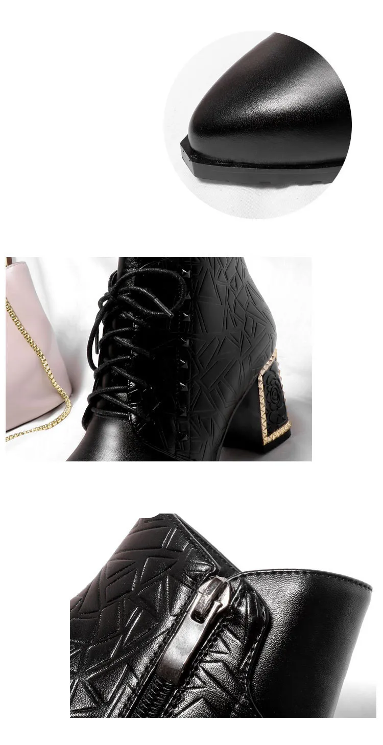 autumn and winter full leather female Martin high heel boots