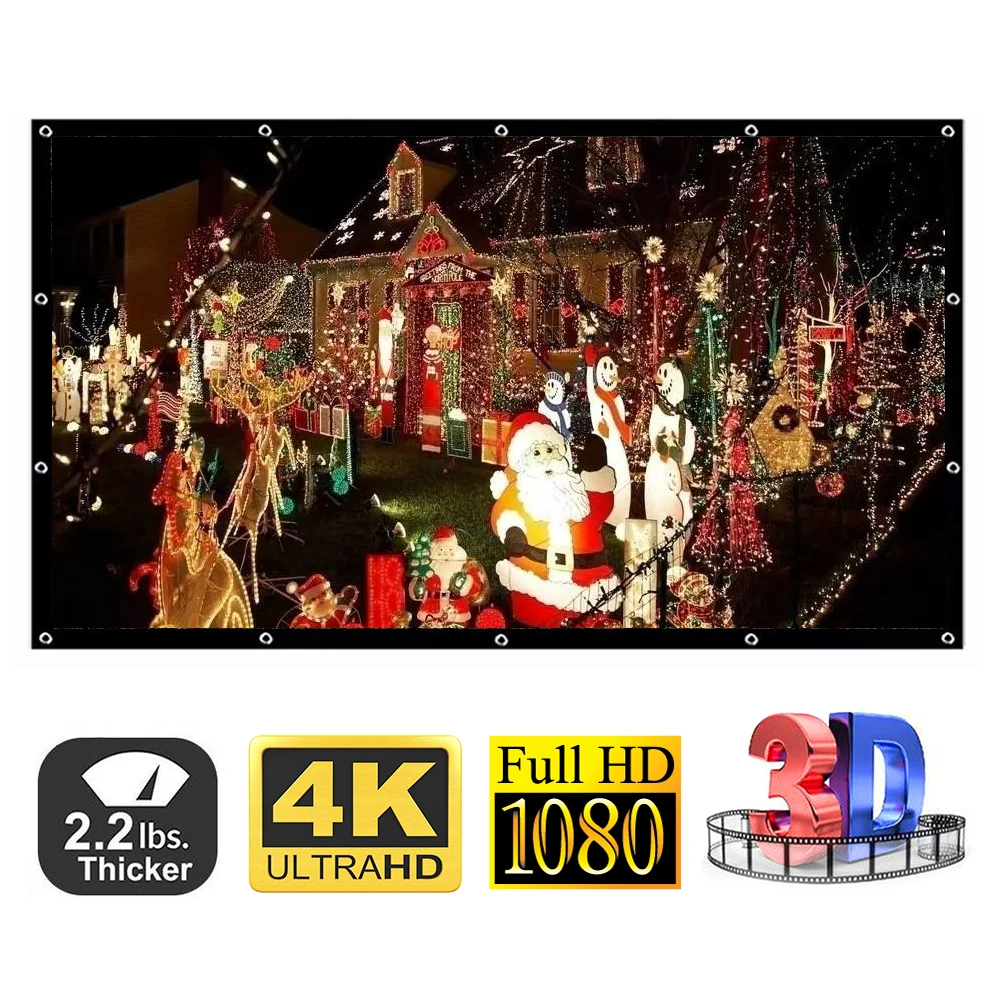 Pаспродажа 100 120 дюймов 169 экран проектора полиэстер портативный складной передний задний не складывается складной дизайн домашний проекционный экран