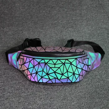 

2020 Spring and Summer New Waist Bag Ladies Bag Trend Geometric Diamond Luminous Color Changing Chest Bag Shoulder Bag
