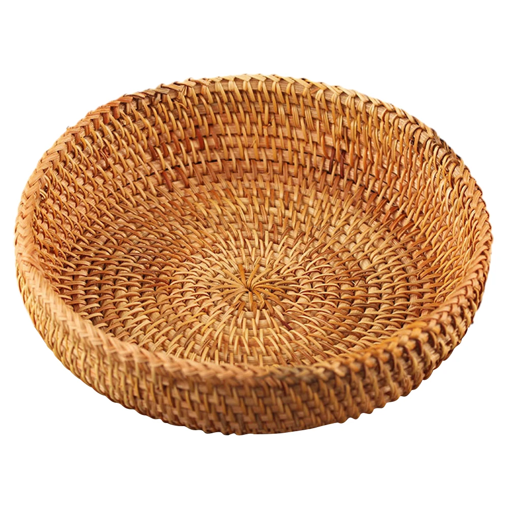 Universal Handmade Fruit Candy Home Solid Organizer Rattan Woven Party Storage Basket Kitchen Food Container Display Round