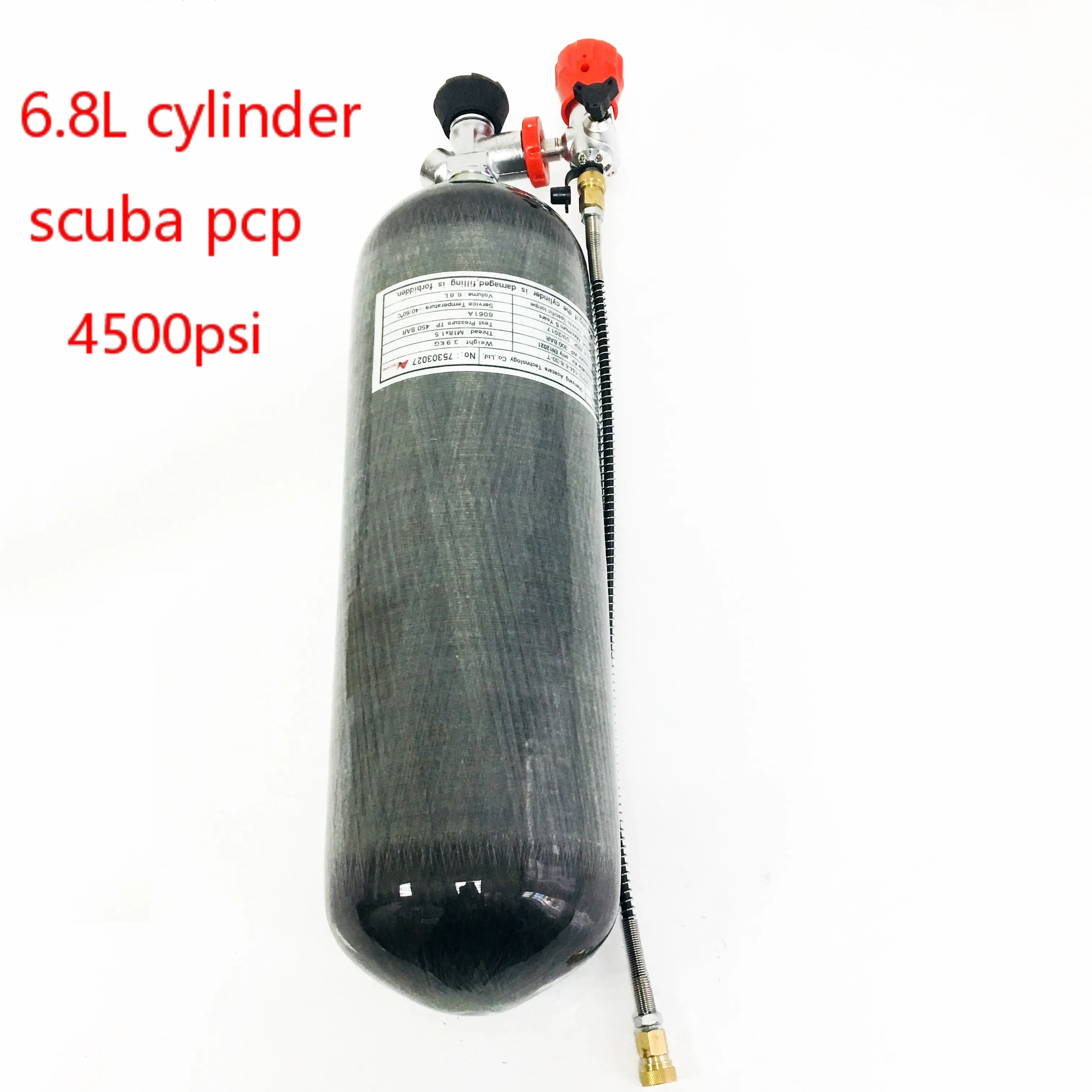 AC168101 Pcp Air Gun 6.8L 4500Psi  Valve Scuba Cylinder Carbon Fiber Paintball Tank Cylinder Speargun Spearfishing Acecare