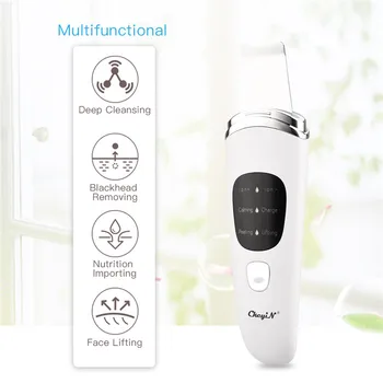 

USB Rechargeable Ultrasonic Face Skin Scrubber Facial Cleaner Peeling Vibration Blackhead Removal Exfoliating Pore Cleaner Tools