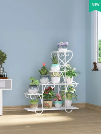 Flower rack indoor green Luo balcony flower rack iron art pendant orchid rack living room floor type simple flower pot rack