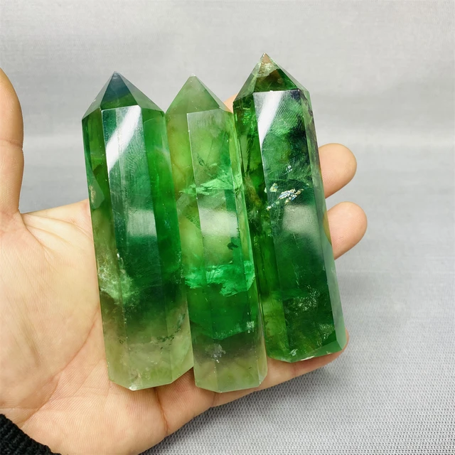 1 Kg Természetes Drágakő Smaragd Fluorit Kincs Kézzel Készített Szobor Hatoldalas Torony Otthoni Dekoráció Ajándék Kristály És Kőgyógyulás - Image 5