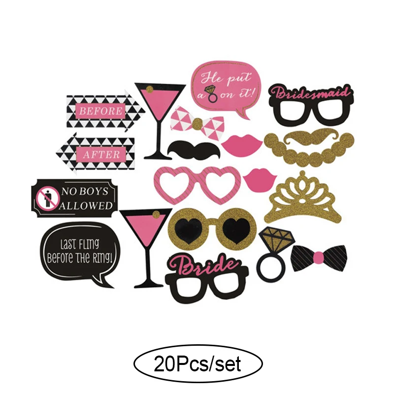 20Pcs set 10-60 шт DIY фото стенд реквизит забавная маска очки Усы губы на палочке День Рождения невесты свадебные украшения вечерние аксессуары - Цвет: 20Pcs set