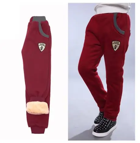 Брюки; спортивные штаны; вельветовые Плотные хлопковые удобные свободные брюки; Зимние Теплые повседневные штаны для больших мальчиков - Цвет: M Red