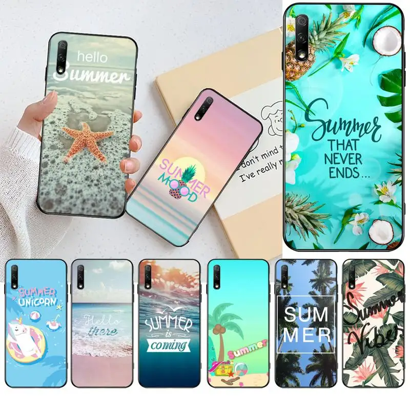 Hello Cool Summer Beach Sea Black ТПУ мягкий чехол для телефона Huawei Honor 30 20 10 9 8 8x 8c v30 Lite view pro |