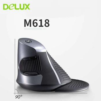 Delux M618 Wireless Vertical Mouse Ergonomic Optical Gaming Computer Mice 1600 DPI Upright PC Office Gamer Mause For Laptop Mac kingston hyperx pulsefire fps gaming mouse professional gaming mice ergonomic 400 800 1600 3200 dpi for pc laptop