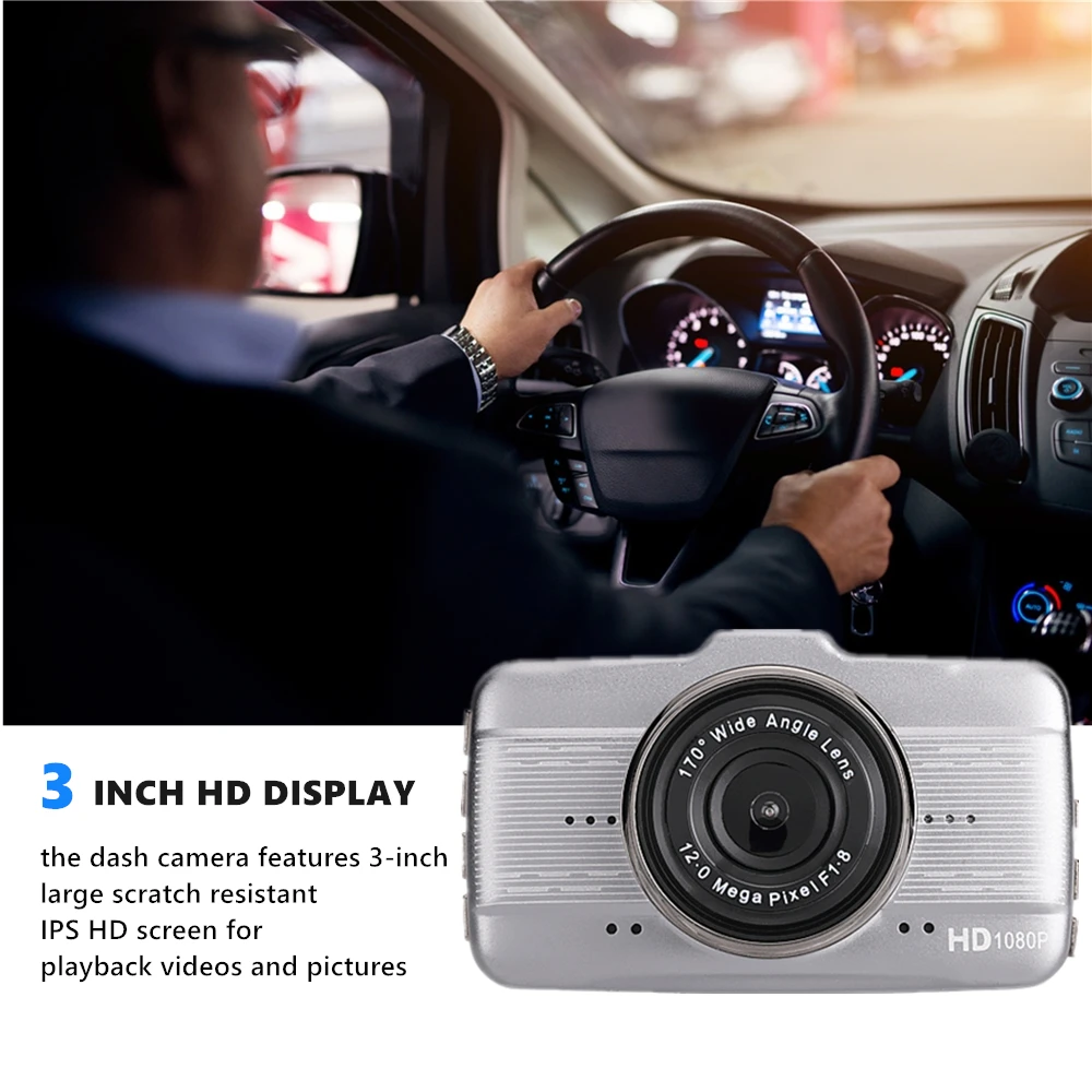 Odare 3 дюйма Full HD 1080P Автомобильный видеорегистратор Камера с двойным объективом Dash Cam ips экран вождения видеокамера авторегистратор Авто регистратор g-сенсор
