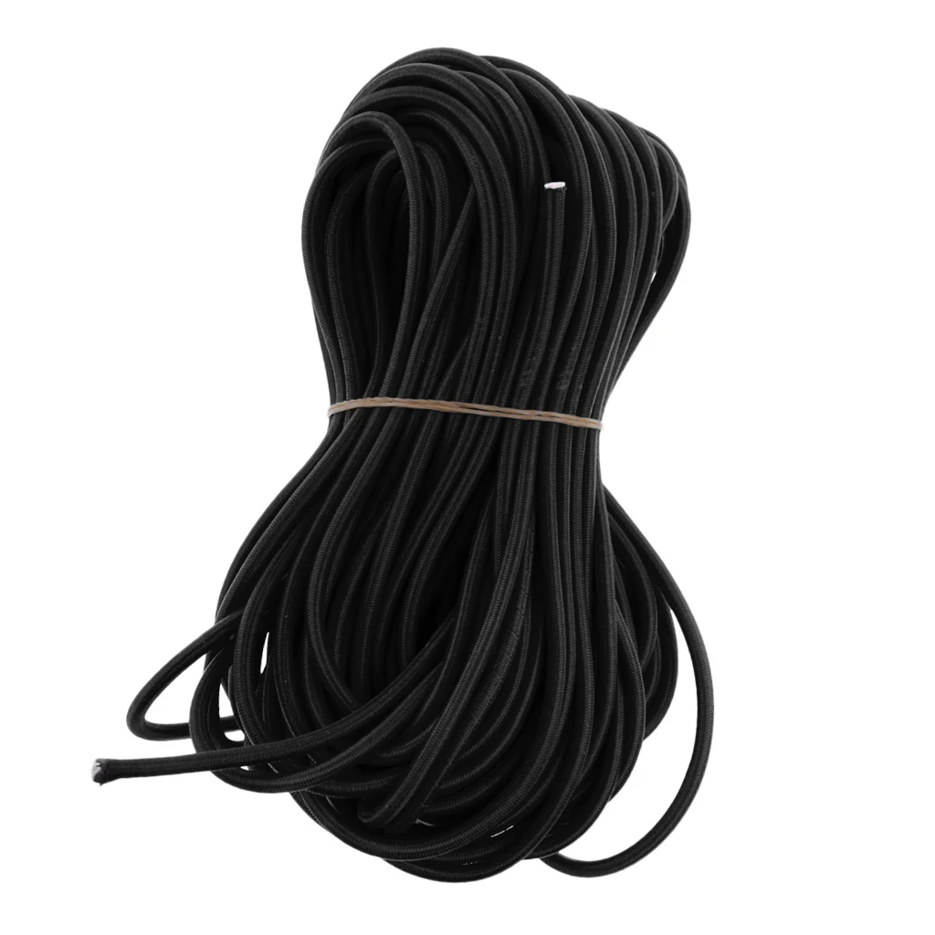 Heavy Duty 5mm 75m Black Rubber Elastic Shock Cord Bungee Rope Stretch Band Tie Down Boat Kayak Trailers Caravan