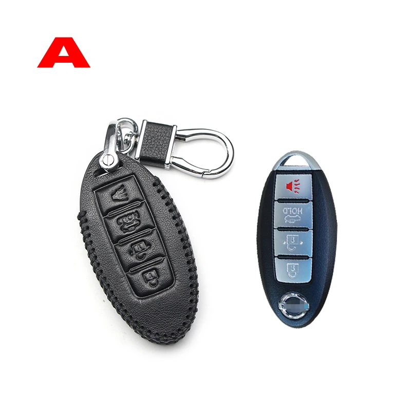 Car key case for cars leather remote key for Nissan Note Micra k12 x trail t31 t32 Qashqai Teana j32 j10 patrol y62 Tiida Murano - Название цвета: A Black line