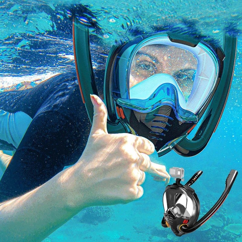 masque de masque de plongée sous-marine à double tube avec masque
