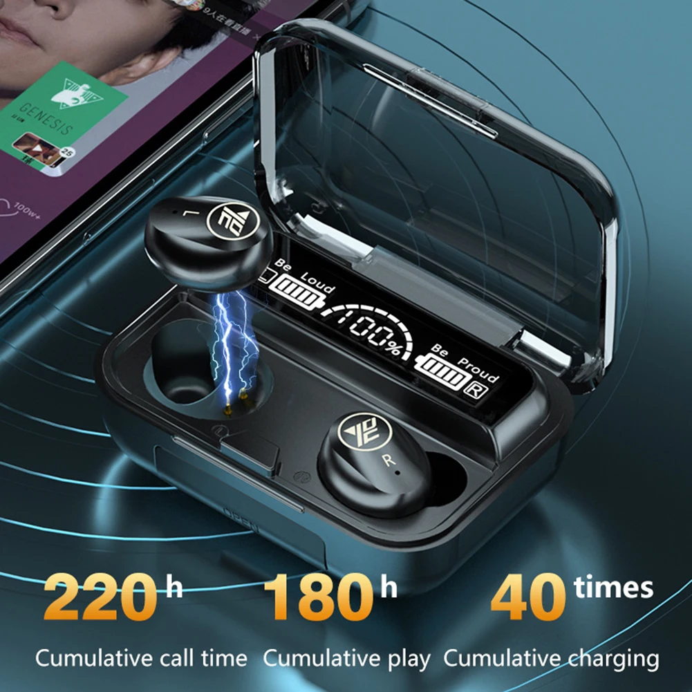LED Power Display Wireless Touch Control Headphones Waterproof HIFI Sounds Handsfree Auto Pairing SportEarbuds Earpiece