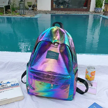 

Gradient Color Nylon Hologpraphic Backpack For Women Fashion Waterproof School Designer Bag Korean Version Soft Travel Backpack