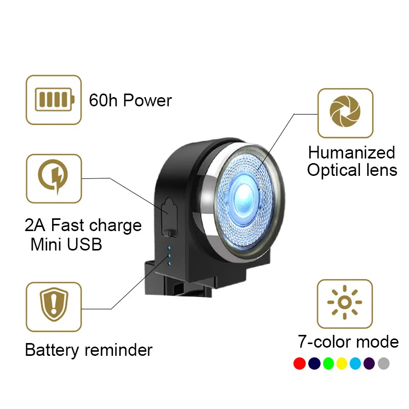 

7 Color Breathing mode Bike Taillight 60h Running Time USB Rechargeable Humanized optical reflection 4 Modes IPX5 Waterproof by