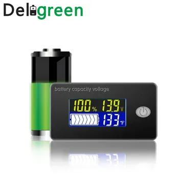 

DC li-ion Lifepo4 Lead acid Battery Capacity Indicator Digital Voltmeter Tester Temperature Monitor10V~100V12V 24V 36V 48V 96V